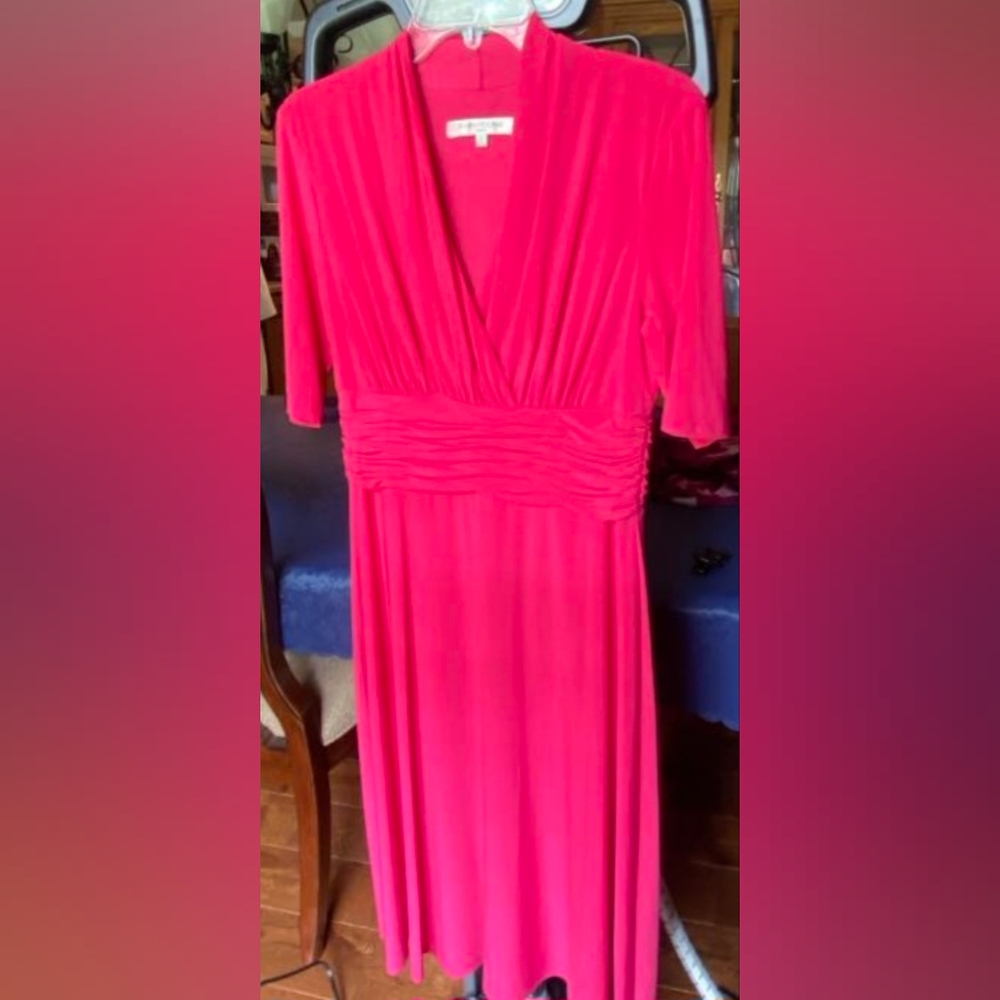 Evan picone faux wrap hot pink dress size 10 worn once